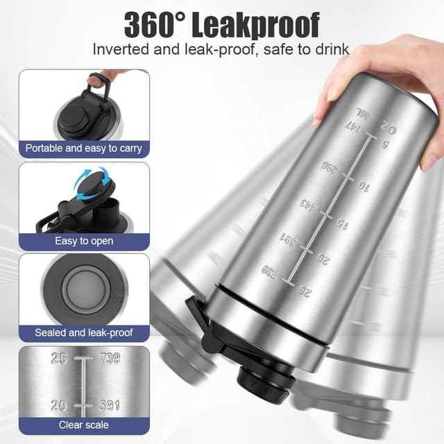 Detalle de Alaoo Protéine Shaker 750 ml Wave : shaker de protéines hermétique et facile à nettoyer