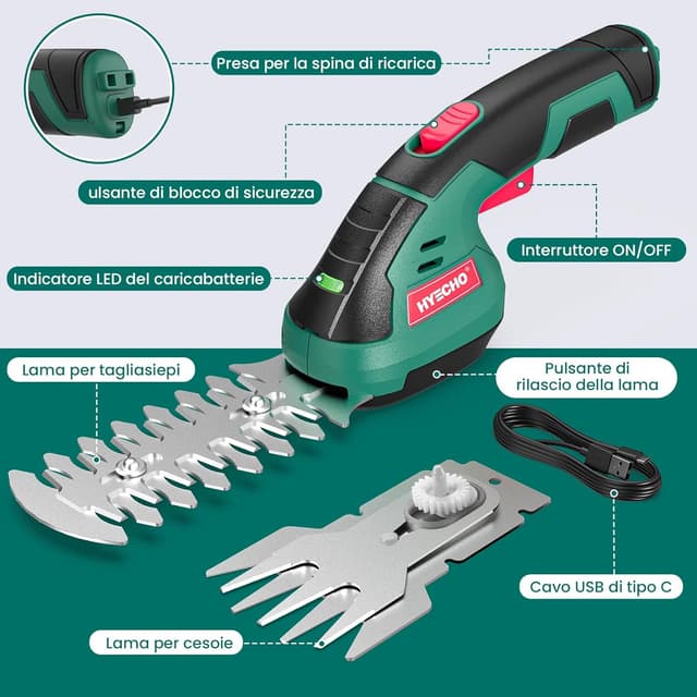 Detalle 1 de HYECHO Tosaerba e Tagliasiepi 7,2 V 2000 mAh