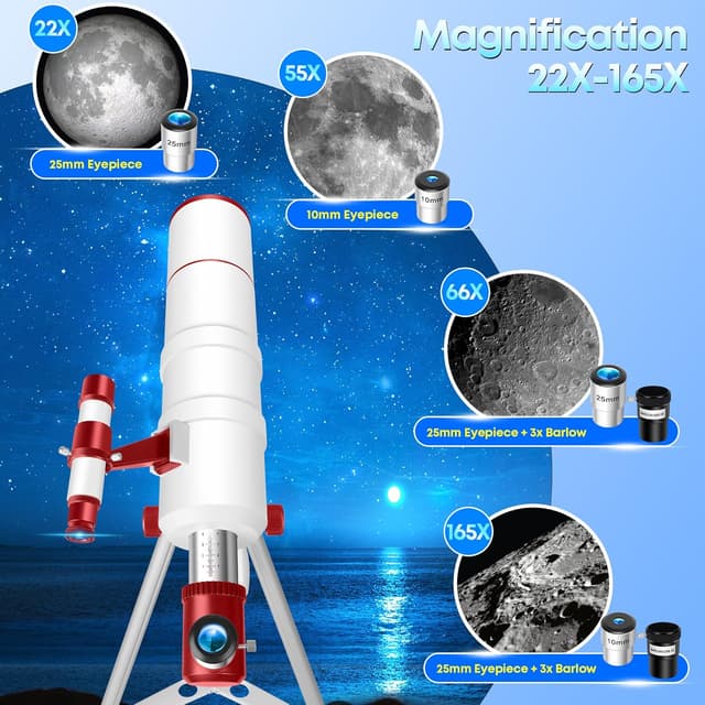 Detalle de HETEKAN Teleskop 90mm Öffnung 550mm Brennweite