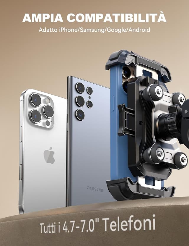 Detalle 2 de JOYROOM Porta Cellulare Moto con doppia antivibrazione, apertura a clic e rotazione 360° per bici/moto