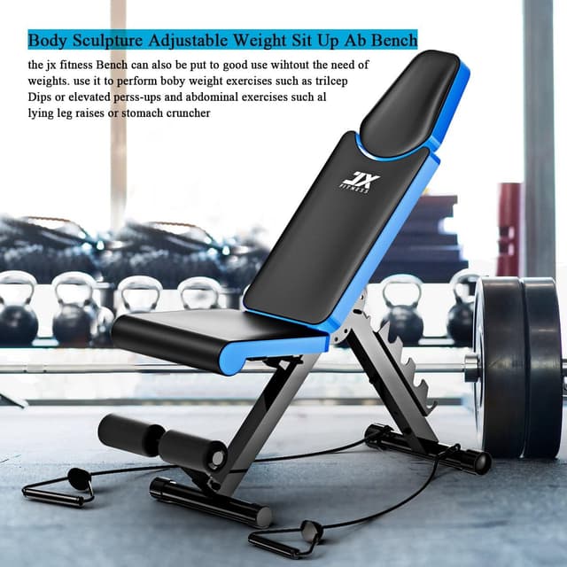 Detalle de JX FITNESS Adjustable Weight Bench (Flat, Incline/Decline) for Home Workouts