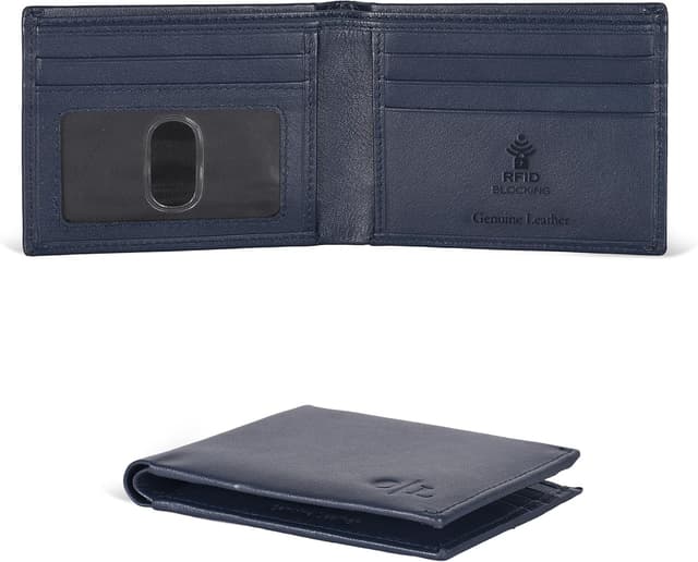 Detalle de Real Slim Leather Wallet for Men RFID Blocking Slim Bifold Thin Wallet