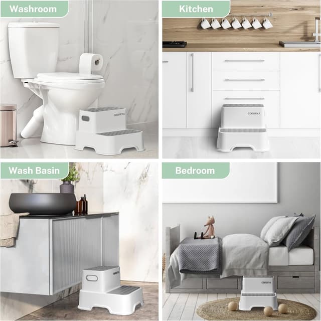 Thumbnail 6 de COOSEYA 2-Step Stools for Kids (2-Pack) — Non-Slip Bathroom Sink Step Stool for Toddlers & Potty Training