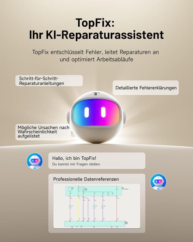 Detalle de TOPDON ONE 10,1" bidirektionales OBD2 Diagnosegerät mit J2534 Pass-Thru, ECU-Codierung & CAN-FD