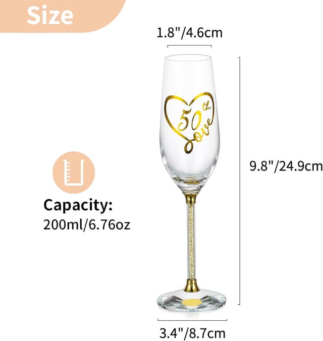 Thumbnail 4 de NUPTIO 50th Anniversary Gold Champagne Flutes set