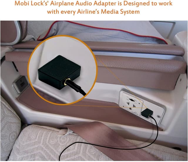 Detalle de Mobi Lock Gold Plated Airplane Flight Headphone Adapters (2 pcs) – Use Your Own 3.5 mm Headphones