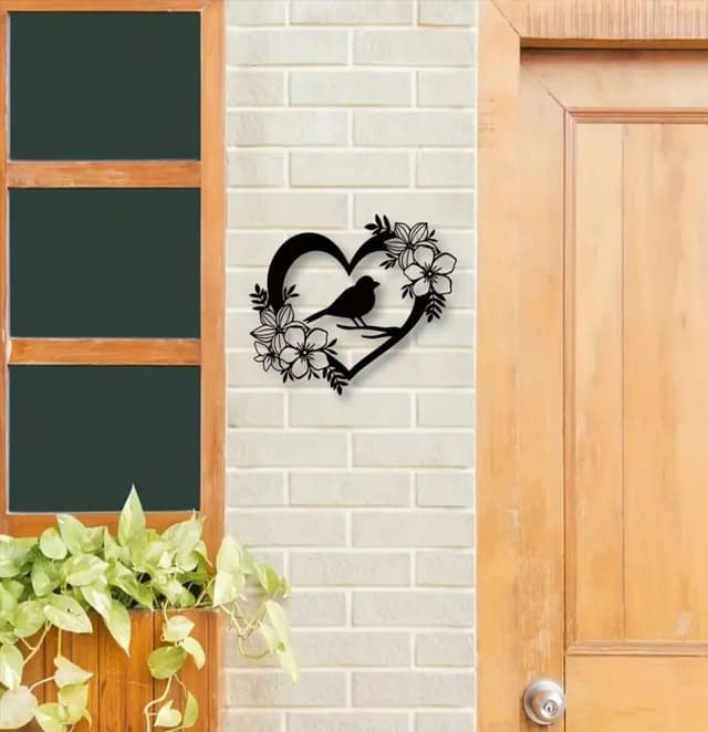Detalle 2 de BGJJGT Metal Bird Wall Decor (Black), Heart-Shaped Garden Wall Art for Outdoor & Indoor Walls