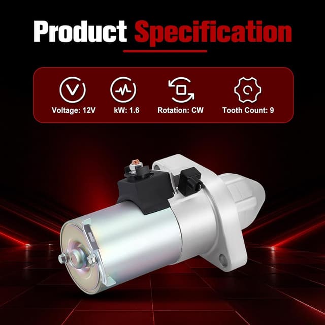Detalle de 17844N New Starter Compatible with Select 2002-2006 Honda CR-V Models (1.6KW, 12V, 9 Teeth, CW)