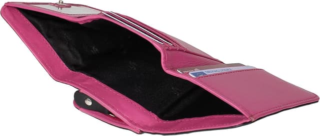 Detalle de Leather RFID purse 5555 Black Fuchsia