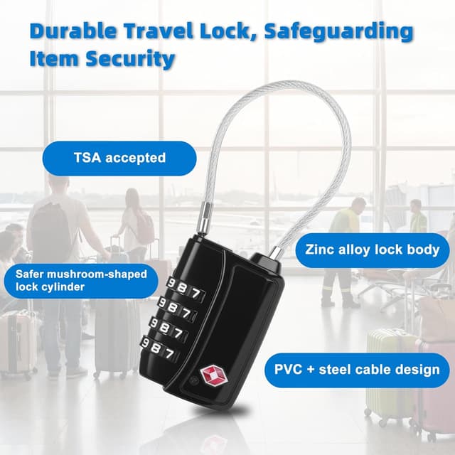 Detalle de Diyife TSA008 TSA-accepted luggage locks (2 pack) with 4-digit resettable code