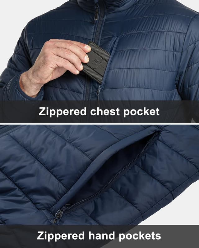 Detalle 2 de 33,000ft Herren Steppjacke leichte Übergangsjacke in Daunenjacken-Optik