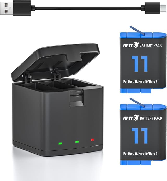 Detalle de NATNO Battery for Hero 12/11/10/9 (2 Pack) with 3-Channel Triple Charger