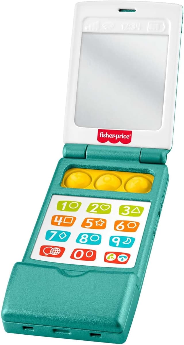 Detalle de Fisher-Price Laugh & Learn flip phone toy (JMM31) with multilingual play
