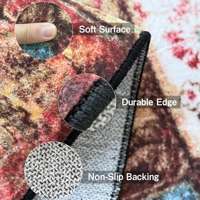 Detalle de WTHYGB Teppichläufer für Flur & Küche, rutschfest, waschbar, 60x120 cm