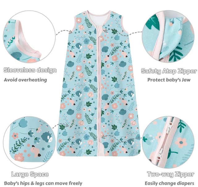 Detalle de Chilsuessy Baby Schlafsack 1,5 TOG im 2er-Pack aus 100% Baumwolle (Ganzjahres-/Übergangssack) – 78 cm, 6–12 Monate