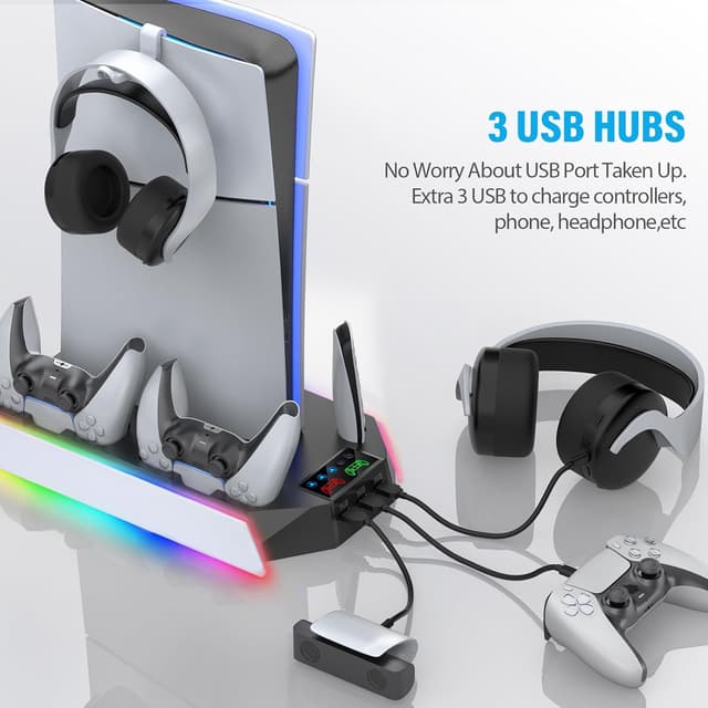 Detalle de ZRZLMVP PS5 cooling station stand RGB