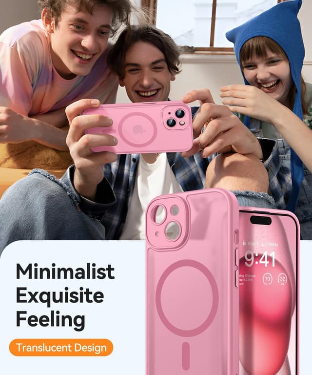 Thumbnail 6 de CANSHN Magnetic iPhone 15 Case with MagSafe and full camera protection (6.1") – Pink