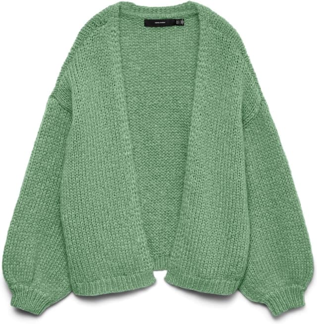 Detalle de VERO MODA VMMAYBE Strickjacke mit Gürtel – kurze Damen-Strickjacke mit Rundhalsausschnitt