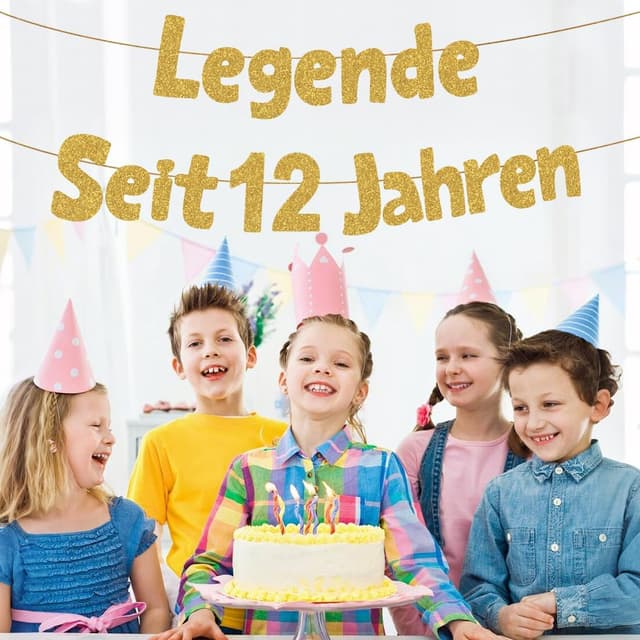 Detalle 2 de HUKUMA Geburtstagsbanner „Legende seit 12 Jahren“ – Deko für den 12. Geburtstag (glitzernd, 1,50 m lang)