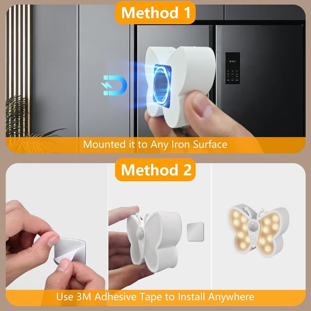 Detalle de Coollamp 2Pack Motion Sensor Night Lights (USB-C rechargeable, magnetic stick-on, 3 modes)