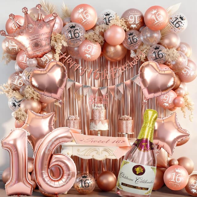 Thumbnail 6 de VICTERR Deko-Set zum 40. Geburtstag für Frau (Roségold) mit Luftballons, Banner und Schärpe