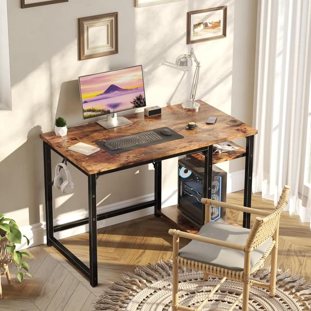 Detalle 2 de JUMMICO Scrivania 100 x 50 cm con 2 ripiani e separatore regolabile (destro o sinistro)