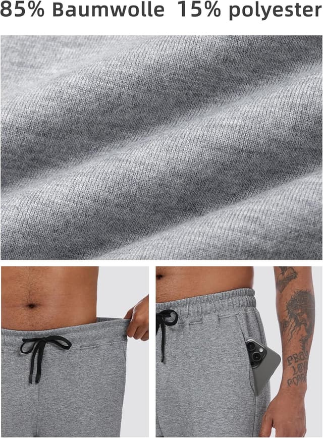 Detalle de Yageshark Jogginghose Herren Baumwolle mit Stretch – atmungsaktive Trainings- und Freizeithose mit Taschen