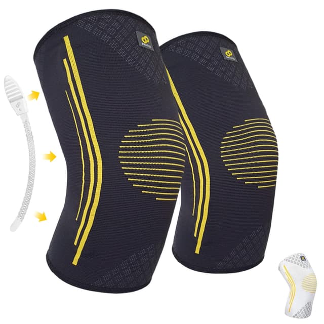 Detalle de Bracoo KE92 ginocchiera compressione con stabilizzatori laterali per uomo e donna (2 grigio, taglia M)