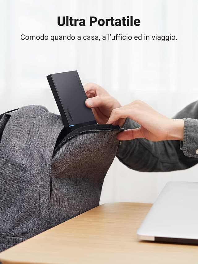 Detalle 2 de UGREEN Case Esterno per Disco Rigido USB 3.0 da 2,5” con UASP (SSD SATA 9,5/7 mm e HDD) e cavo 30 cm