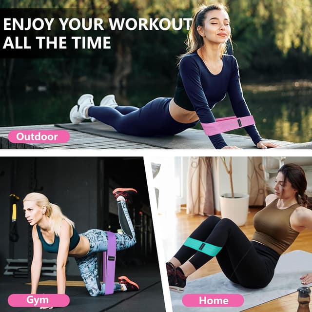 Detalle de koulate 3-Level Fabric Resistance Exercise Bands (Multi-Colored)