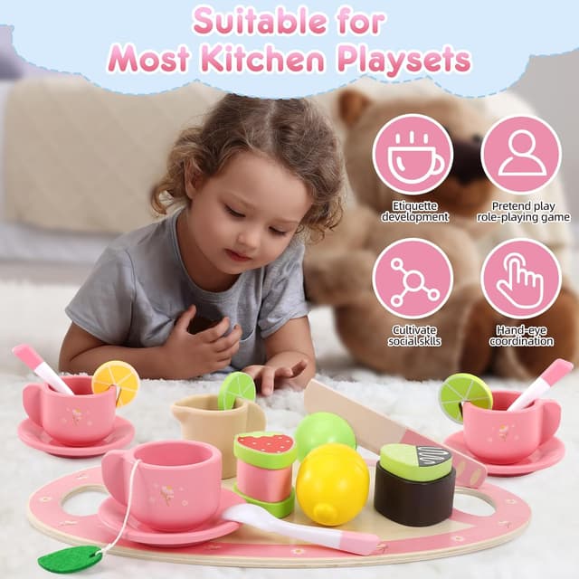 Thumbnail 3 de Seagoal Wooden Tea Set for Toddlers 🍽