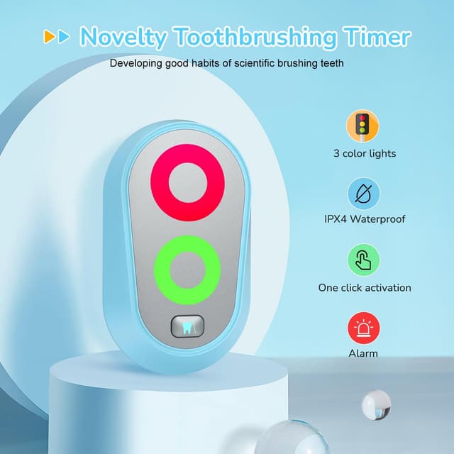 Detalle 2 de Zähneputzen Timer für Kinder (2–3 Minuten) mit Farblichtern, magnetisch & wasserdicht – Blau