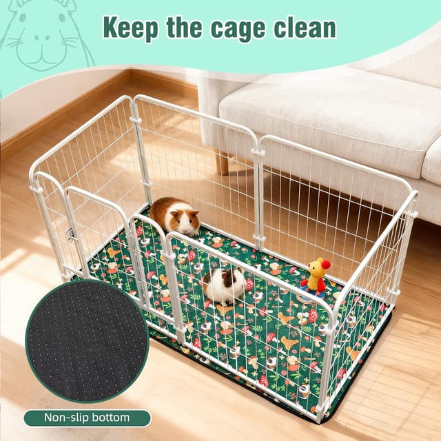 Detalle 2 de HOZKUY 2-Pack Guinea Pig Cage Liners & Bedding (18"x24") – washable, reusable, leakproof pee pads with non-slip base