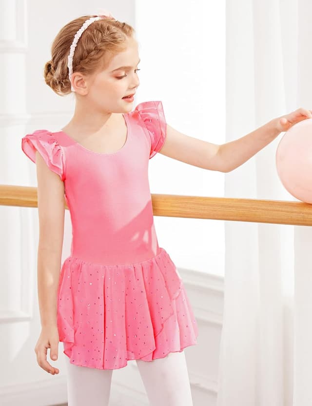 Detalle de Trudge Vestito da balletto in cotone con maniche corte e gonna tutu per bambine