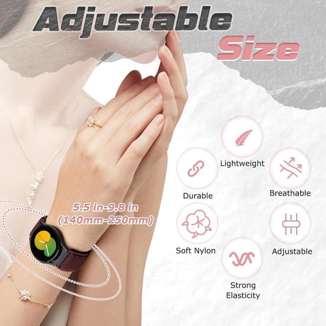 Detalle 2 de Yunshare Elastic Watch Straps (Stretch Nylon Solo Loop) for Samsung Galaxy Watch 7/6/5/4 – 40–47mm