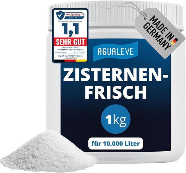 Detalle de AGUALEVE® Zisternenfrisch 1 kg – hält Regenwasser frisch & rein, für bis zu 10.000 Liter | Made in Germany