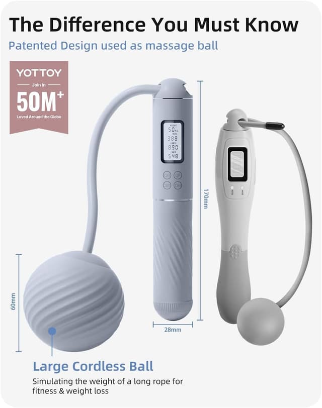 Detalle 2 de YOTTOY Skipping Ropes for Adults – Cordless counter jump rope with LCD display