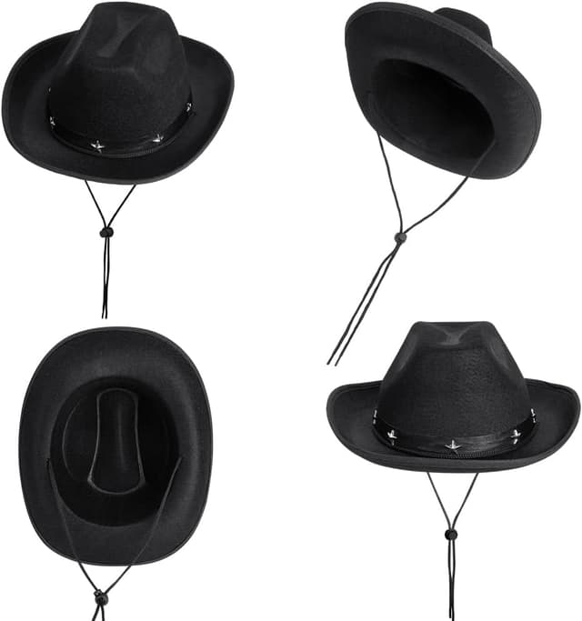 Detalle de AUYAO Kinder-Cowboyhut-Set mit Westernhut, Sonnenbrille und Bandana (Western, Rockstar, Hippie-Style)