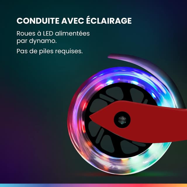 Detalle de Fun Pro One Family – trottinette enfant 3 roues lumineuses, guidon réglable et pliable jusqu’à 50 kg