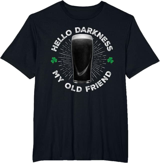 Detalle de Maglietta divertente “Hello Darkness My Old Friend” per San Patrizio
