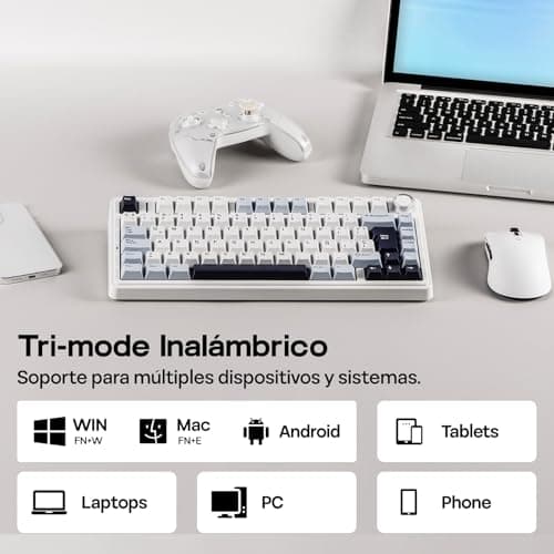Detalle de EPOMAKER Aula F75 ISO-ES (75%) teclado mecánico inalámbrico 3 modos con perilla, RGB y hot-swap