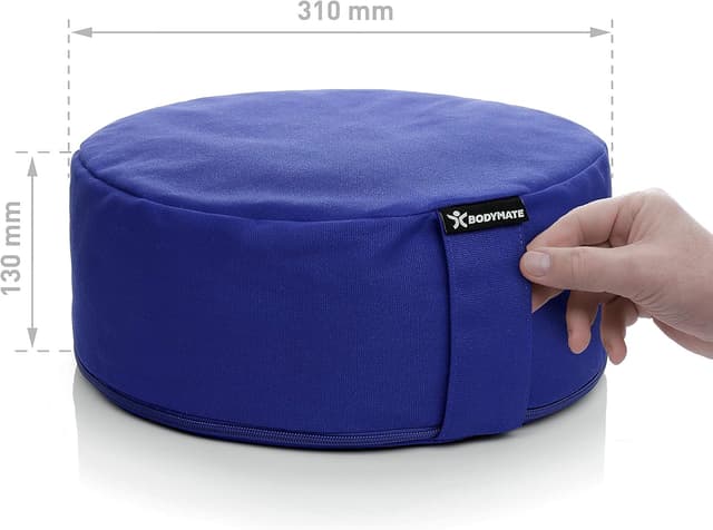 Detalle de BODYMATE Coussin de yoga rond en fourrure de sarrasin, 31 cm de diamètre et 13 cm de hauteur