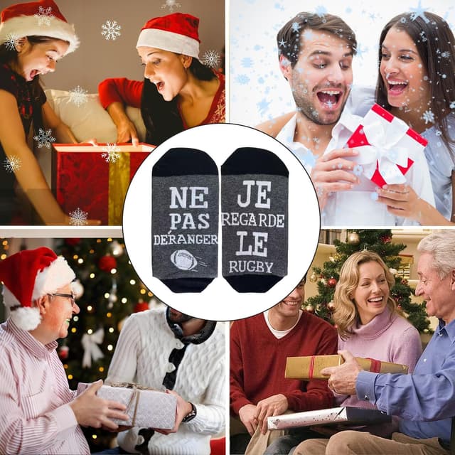 Detalle 2 de PLAYFUL SMILE chaussettes humour homme 43-46 (rugby) : idée cadeau pour papa, grand-père et ado