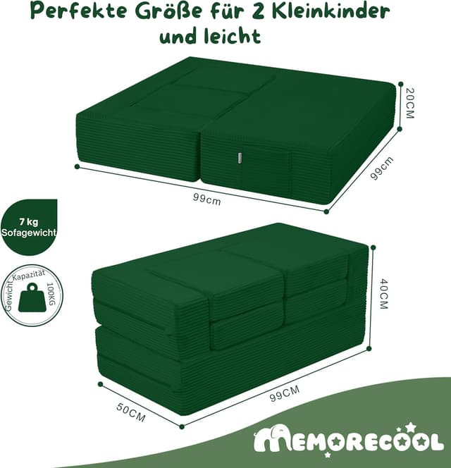 Detalle 2 de MeMoreCool Kindersofa aus Cord Grün