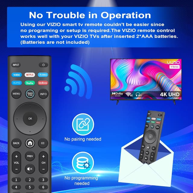 Detalle de ZYK Pack of 2 Universal Vizio Smart TV Remote Replacements (IR, No Setup) with 6 Shortcut Buttons