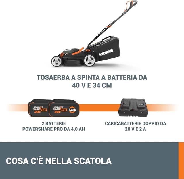 Thumbnail 6 de WORX WG779E.1 tosaerba a batteria 40V PowerShare da giardino, taglio 34 cm