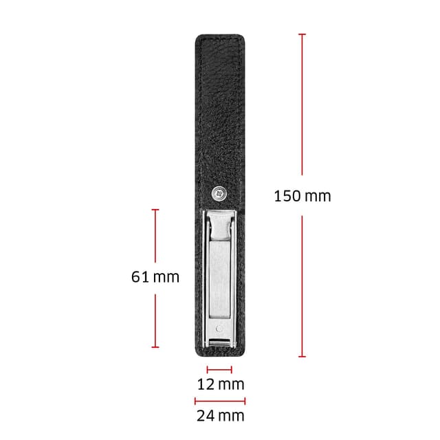 Detalle 2 de ZWILLING Nagelknipser mit Schlüsselanhänger im Lederetui – leicht gebogene Schneide, Premium Qualität in Schwarz