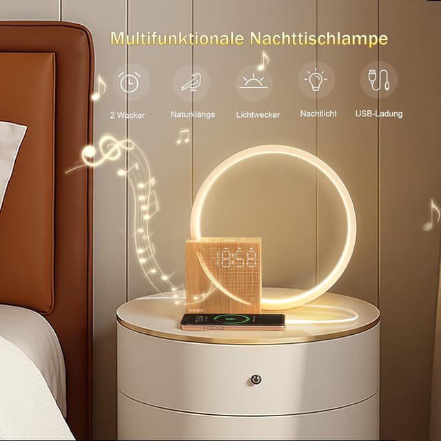 Detalle 2 de blonbar 10W Nachttischlampe Wake Up Licht mit USB-Ladefunktion