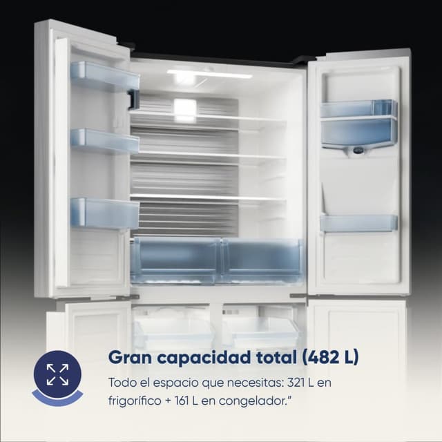 Detalle de Origial Frigorífico Americano Cool &Freeze 4 puertas 482 L inox