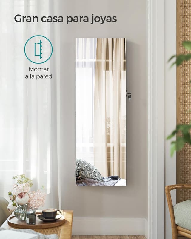 Detalle 2 de SONGMICS JJC003W01 armario joyero con espejo